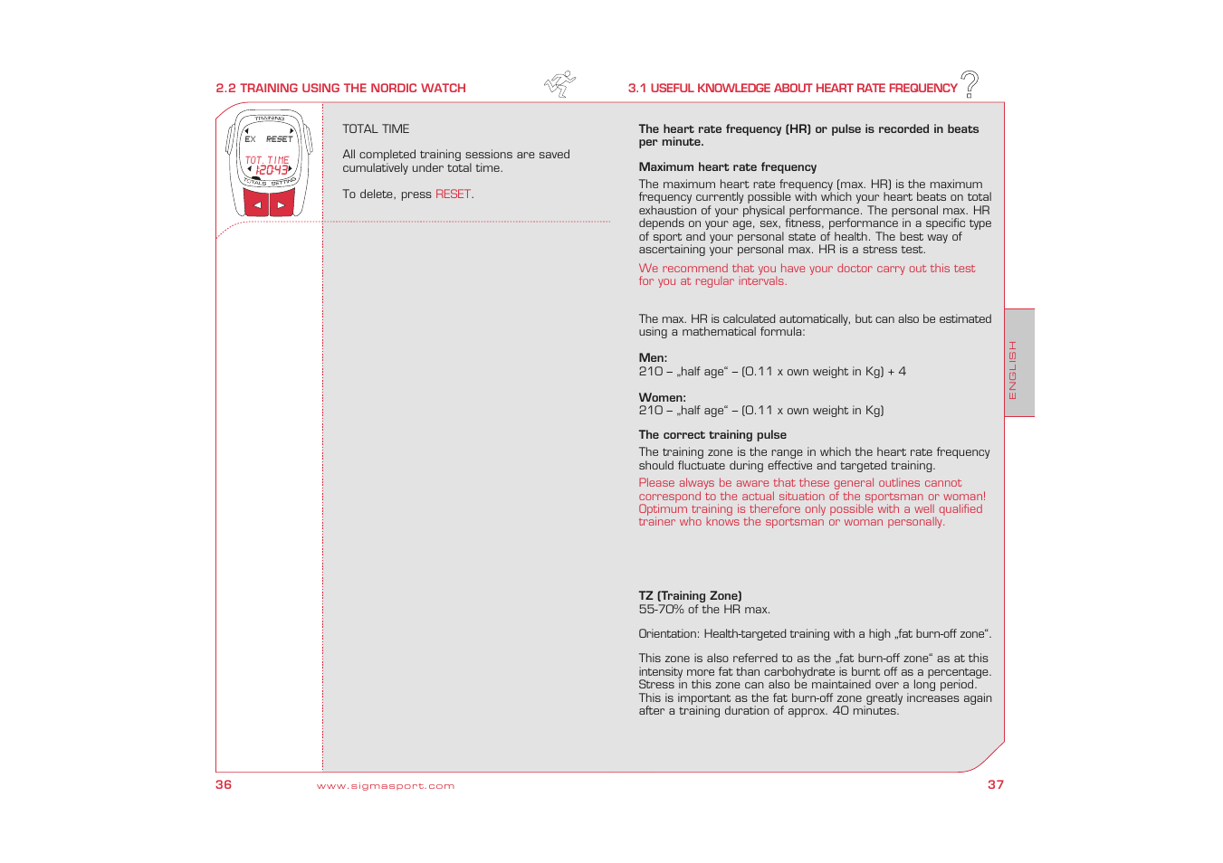 SIGMA Nordic Watch User Manual | Page 19 / 32