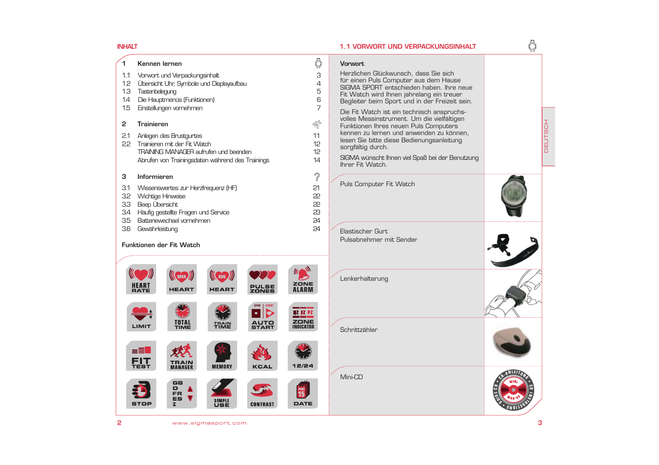 SIGMA Fit Watch User Manual | Page 2 / 38