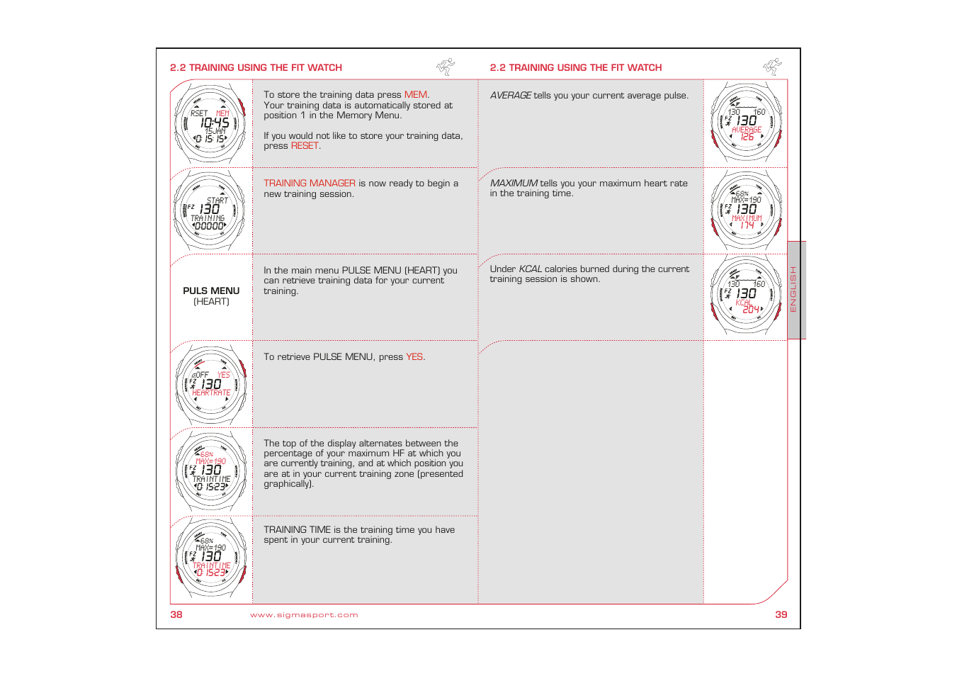 SIGMA Fit Watch User Manual | Page 20 / 38