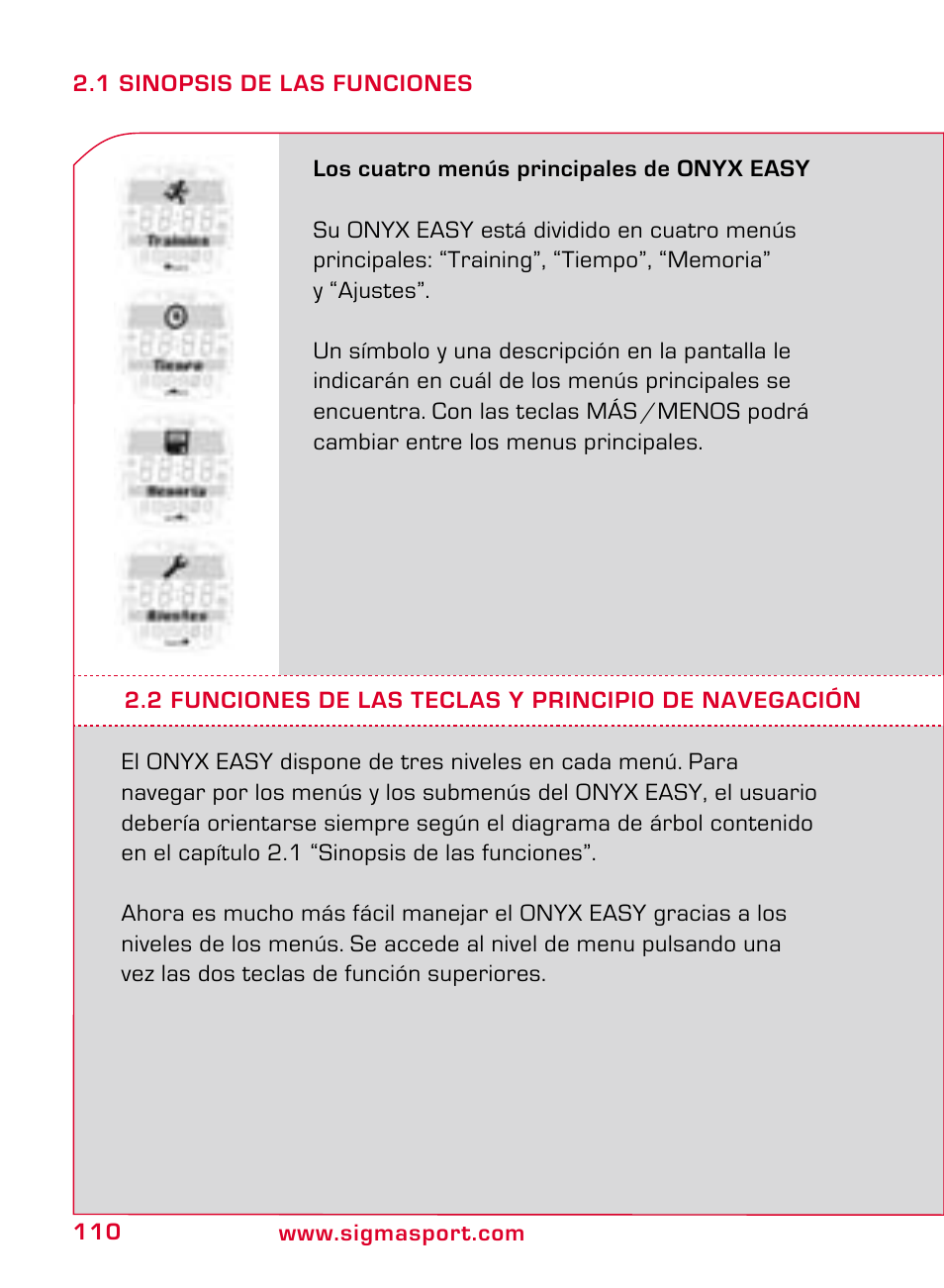 SIGMA ONYX EASY User Manual | Page 110 / 158