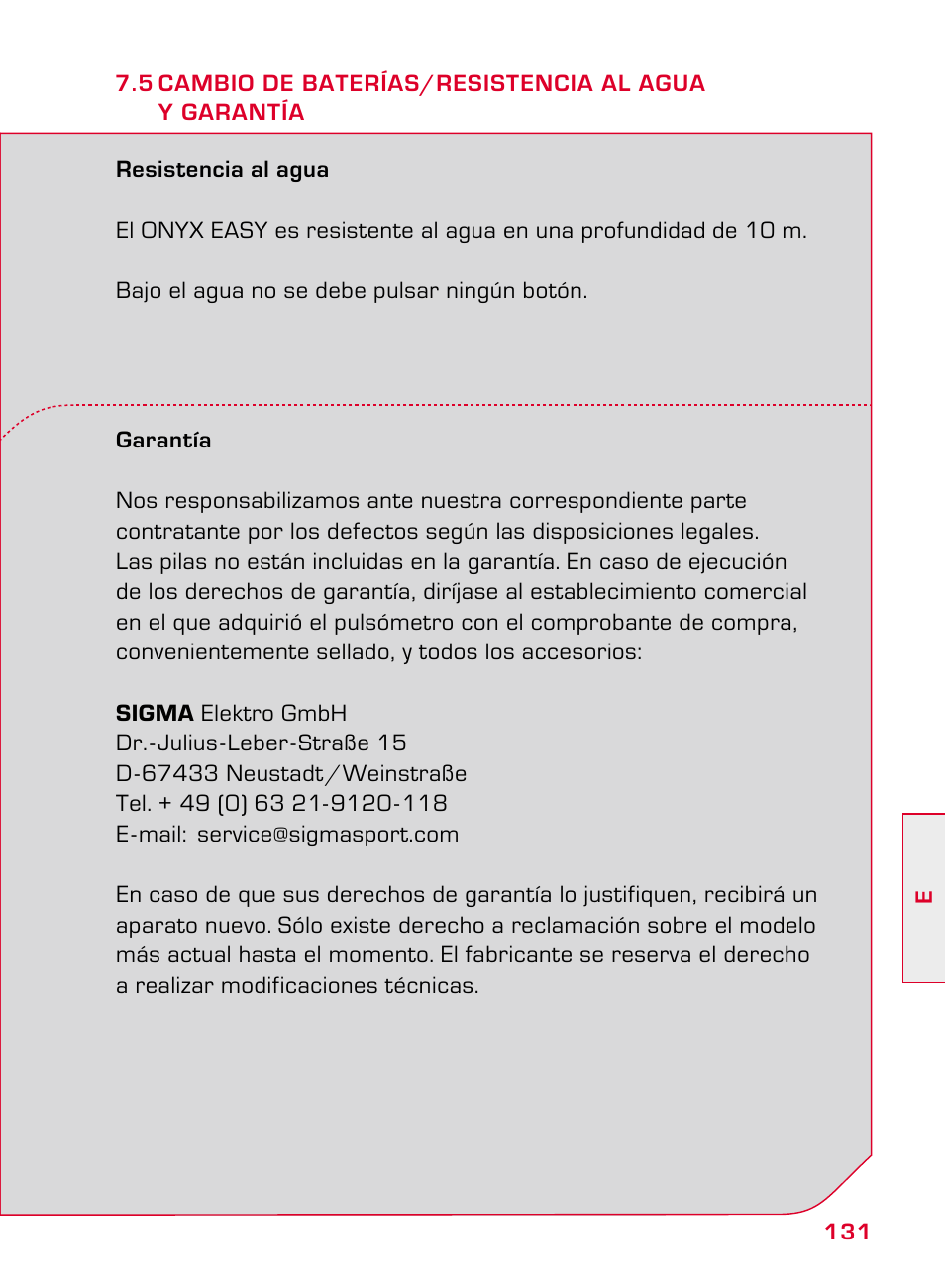 SIGMA ONYX EASY User Manual | Page 131 / 158