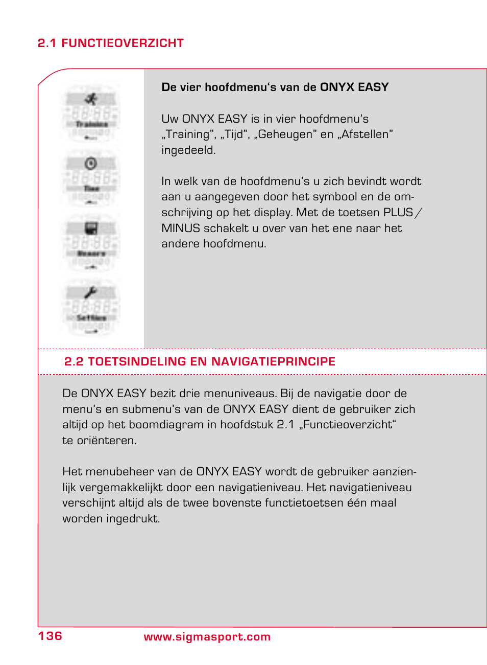 SIGMA ONYX EASY User Manual | Page 136 / 158