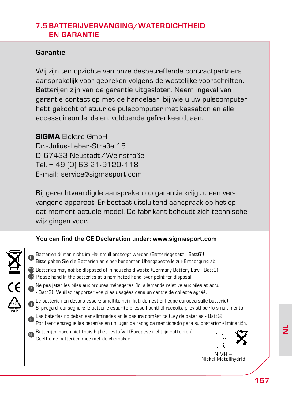 SIGMA ONYX EASY User Manual | Page 157 / 158