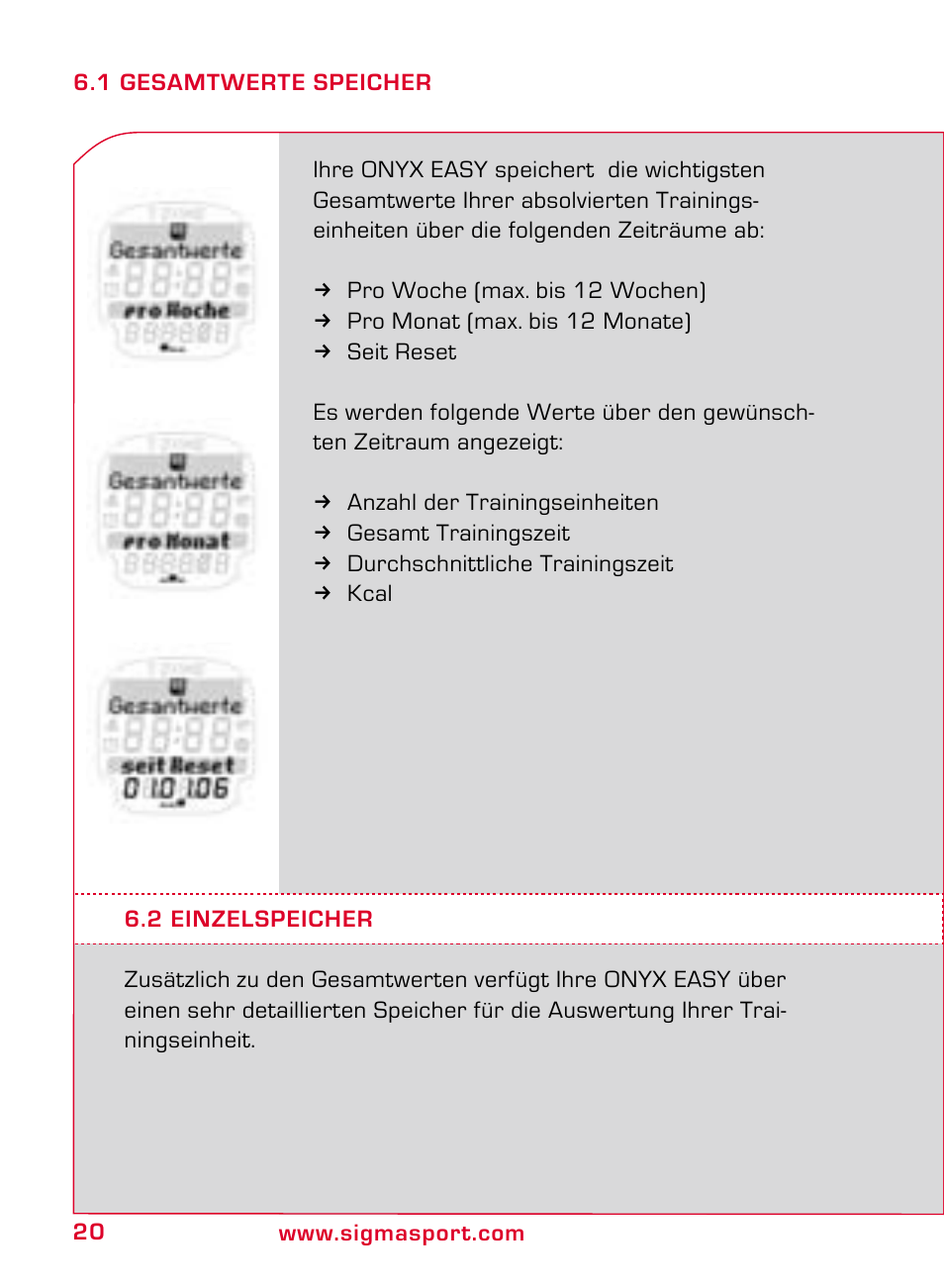 SIGMA ONYX EASY User Manual | Page 20 / 158