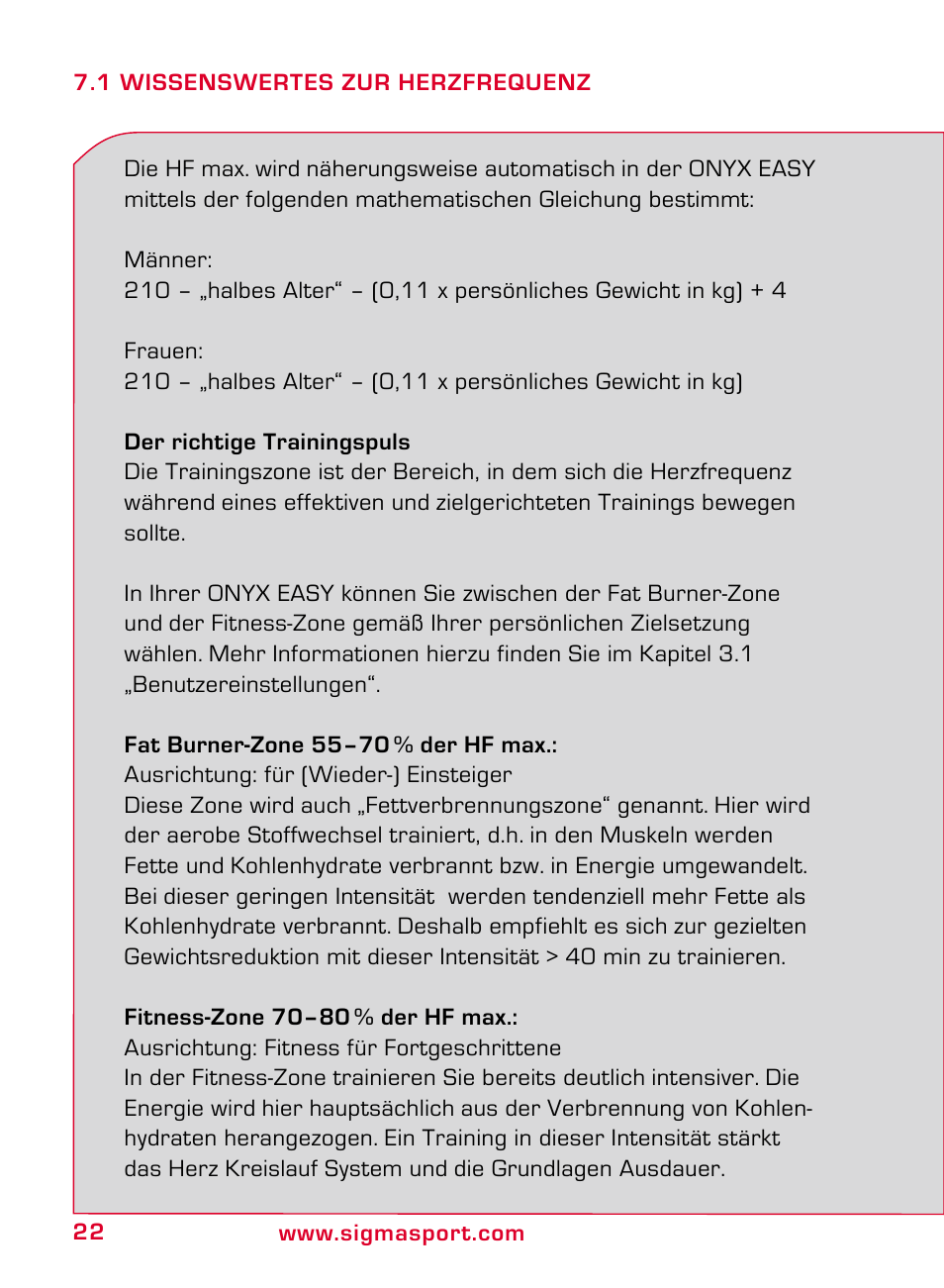 SIGMA ONYX EASY User Manual | Page 22 / 158