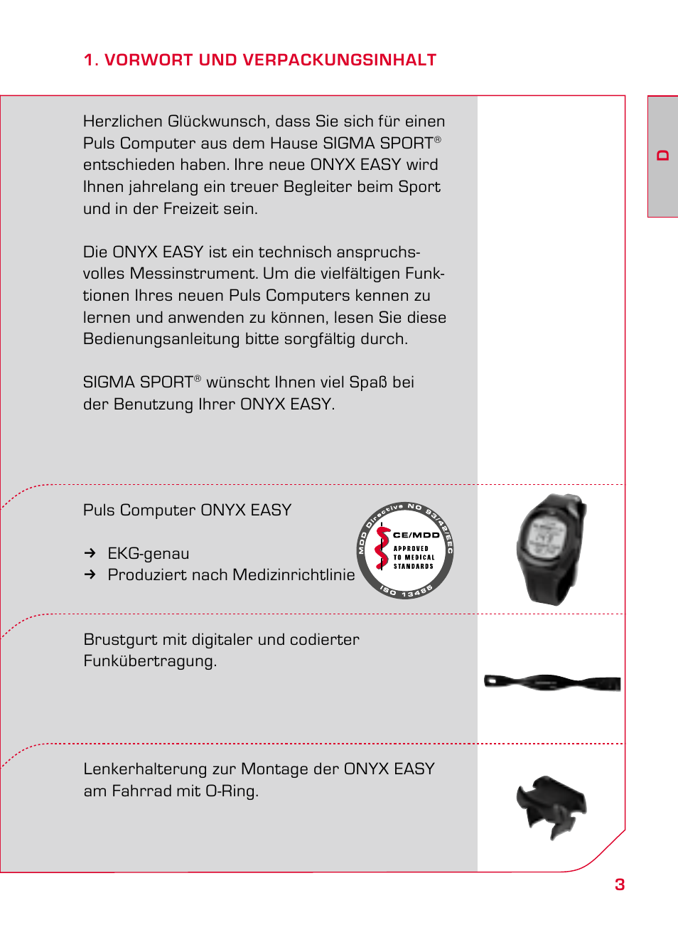 SIGMA ONYX EASY User Manual | Page 3 / 158