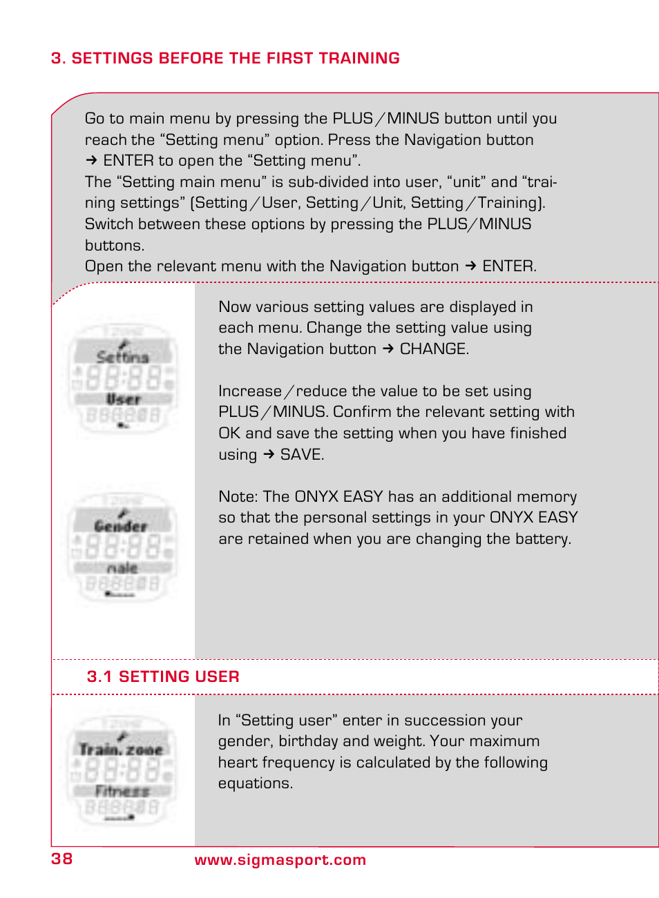 SIGMA ONYX EASY User Manual | Page 38 / 158