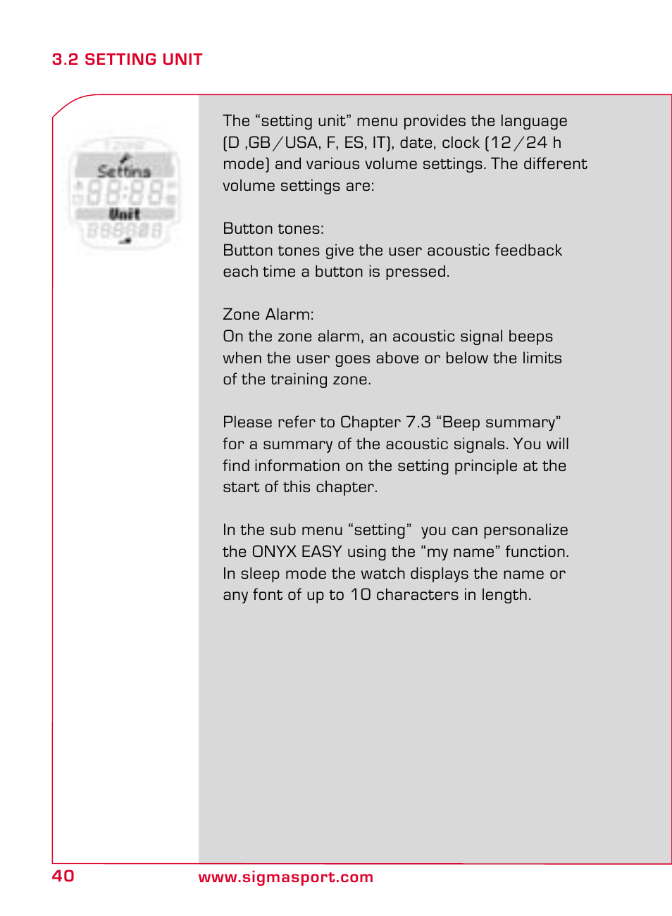 SIGMA ONYX EASY User Manual | Page 40 / 158