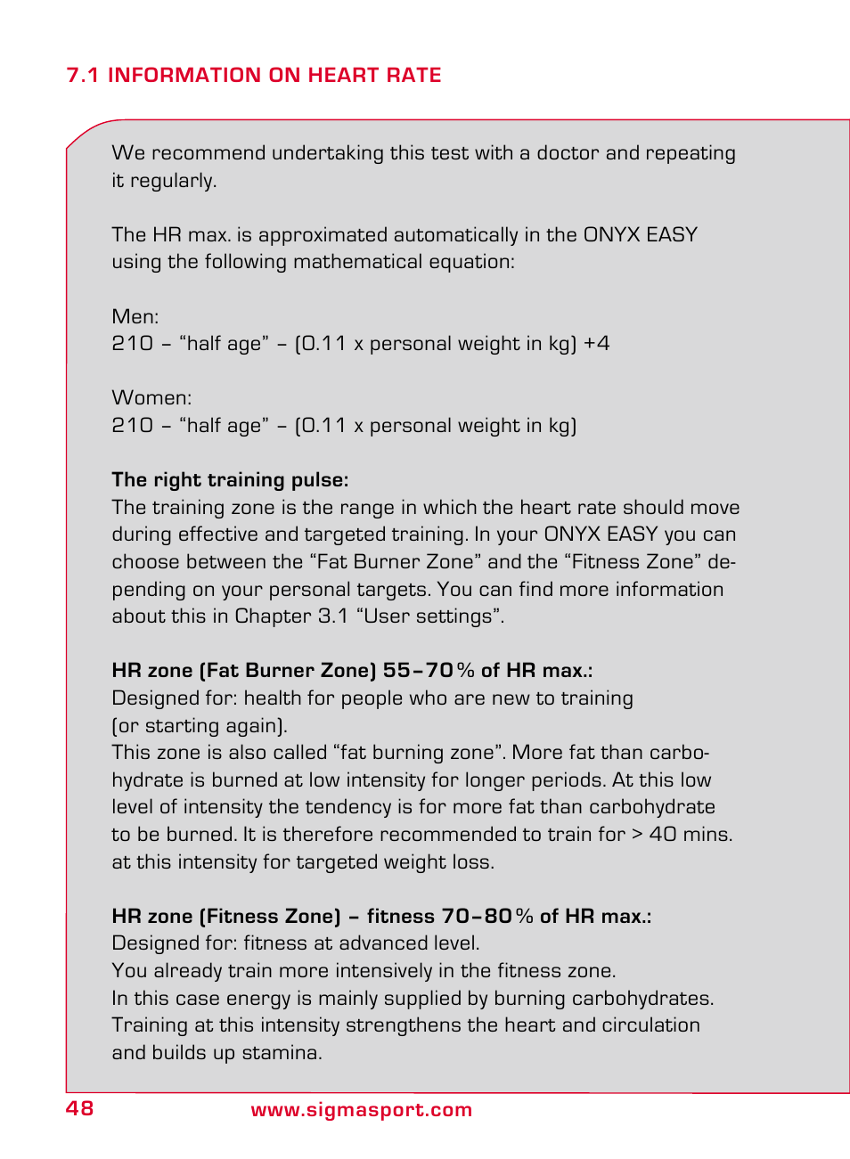 SIGMA ONYX EASY User Manual | Page 48 / 158