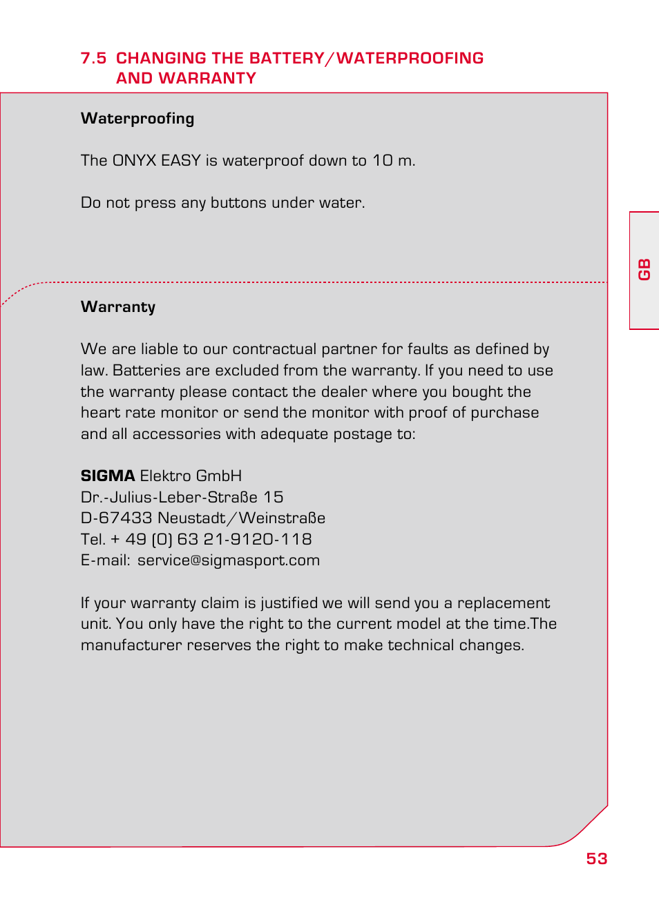 SIGMA ONYX EASY User Manual | Page 53 / 158