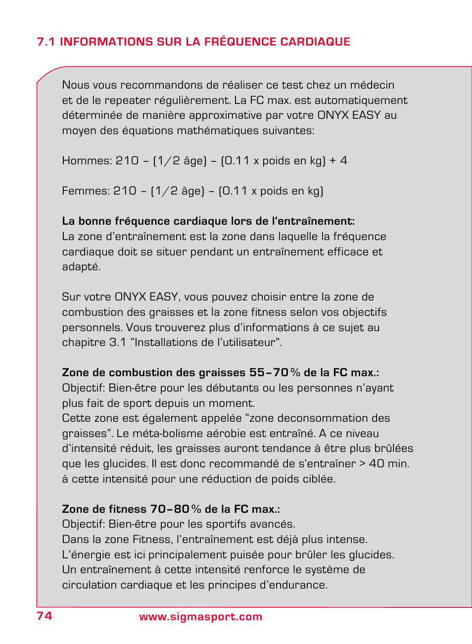SIGMA ONYX EASY User Manual | Page 74 / 158