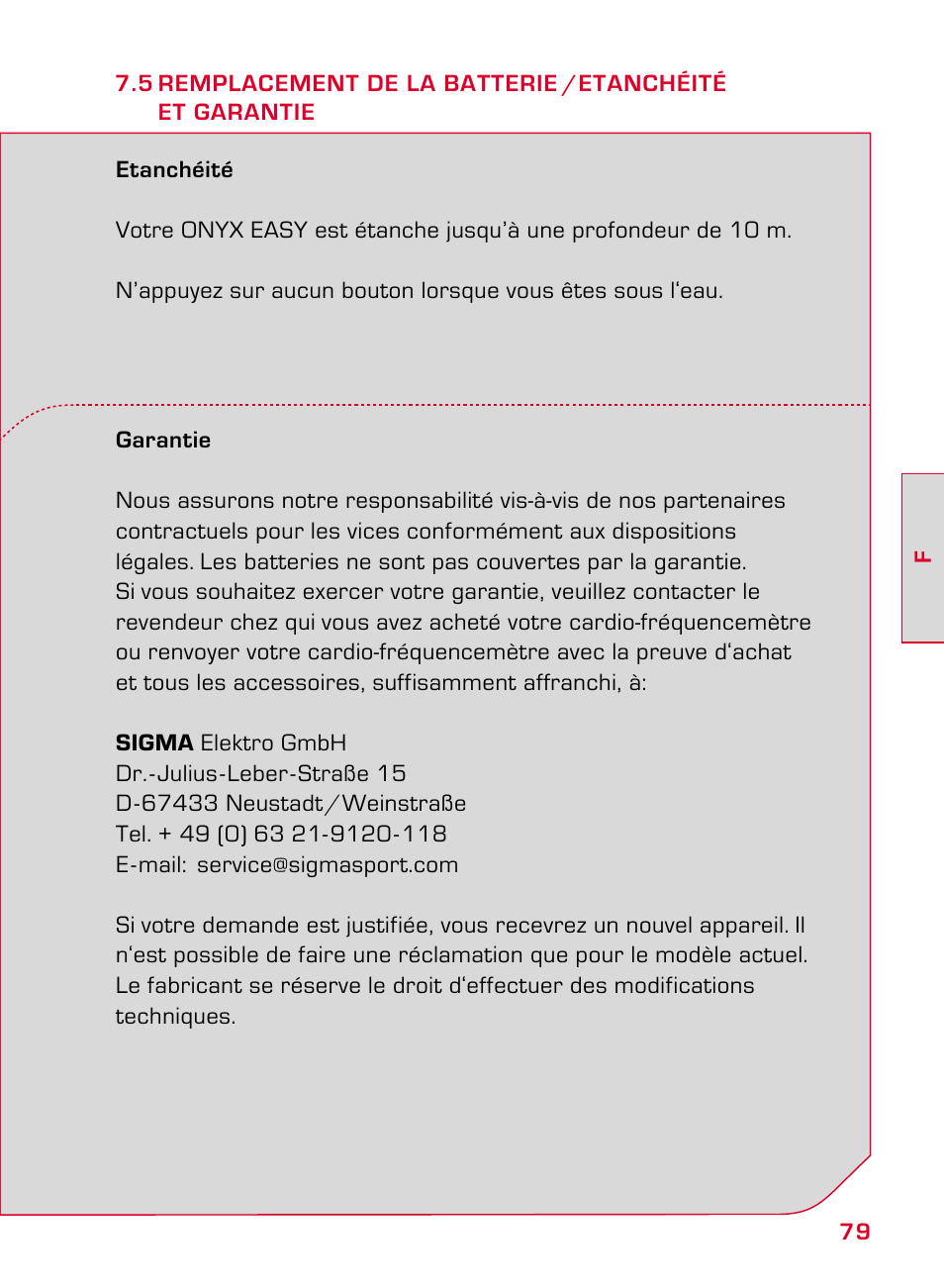 SIGMA ONYX EASY User Manual | Page 79 / 158