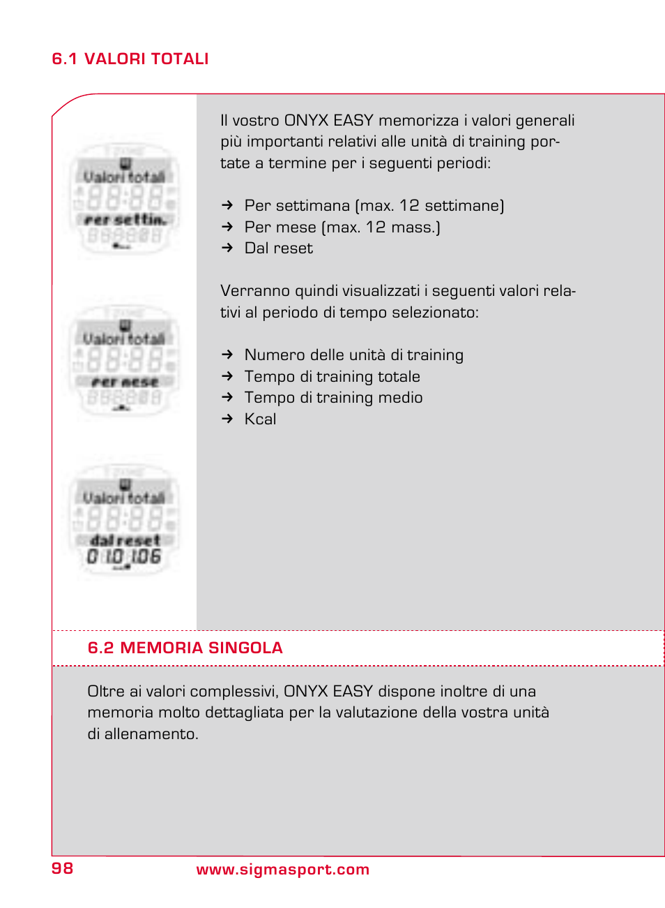 SIGMA ONYX EASY User Manual | Page 98 / 158