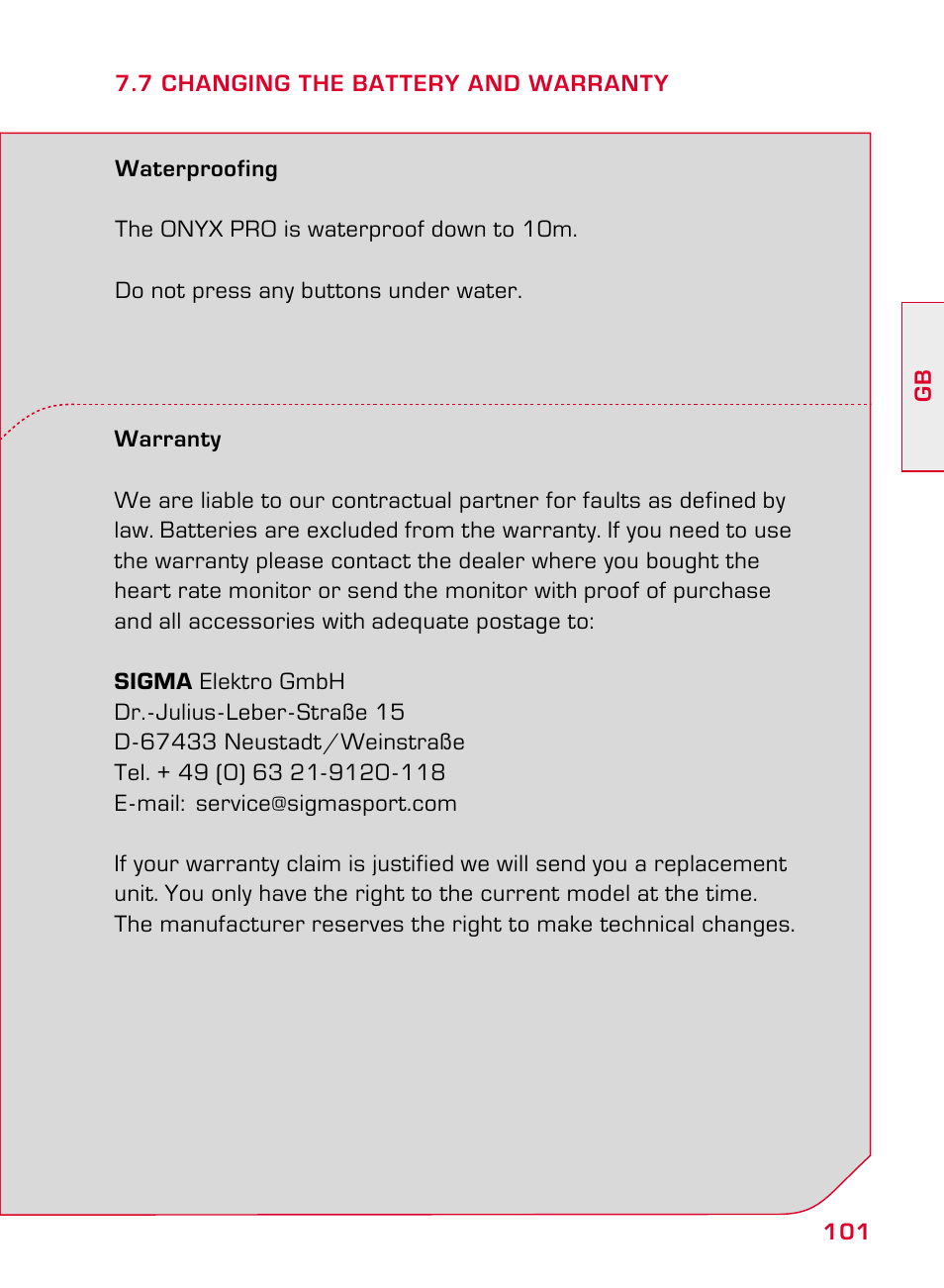 SIGMA ONYX PRO User Manual | Page 101 / 304