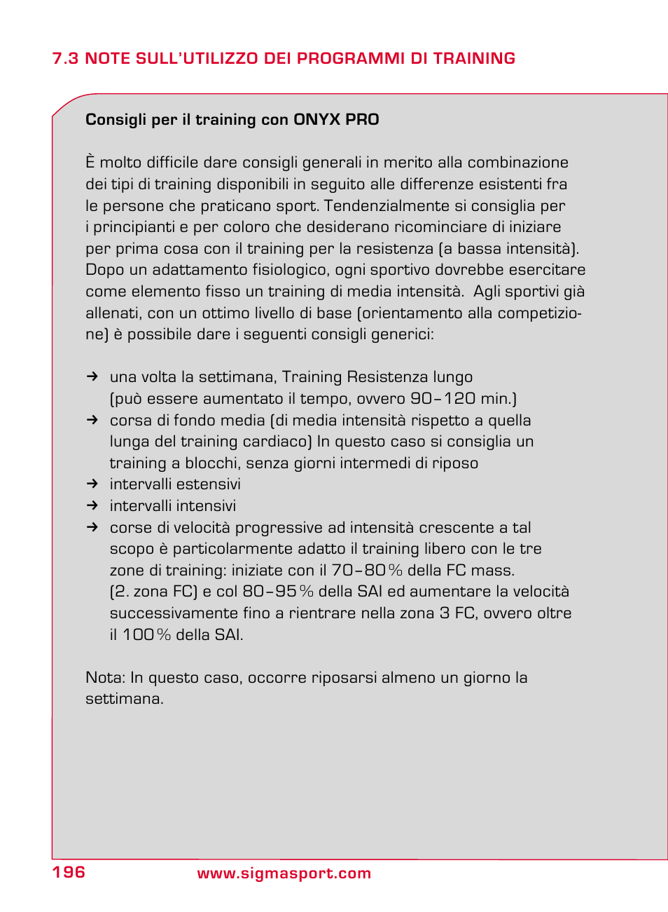 SIGMA ONYX PRO User Manual | Page 196 / 304
