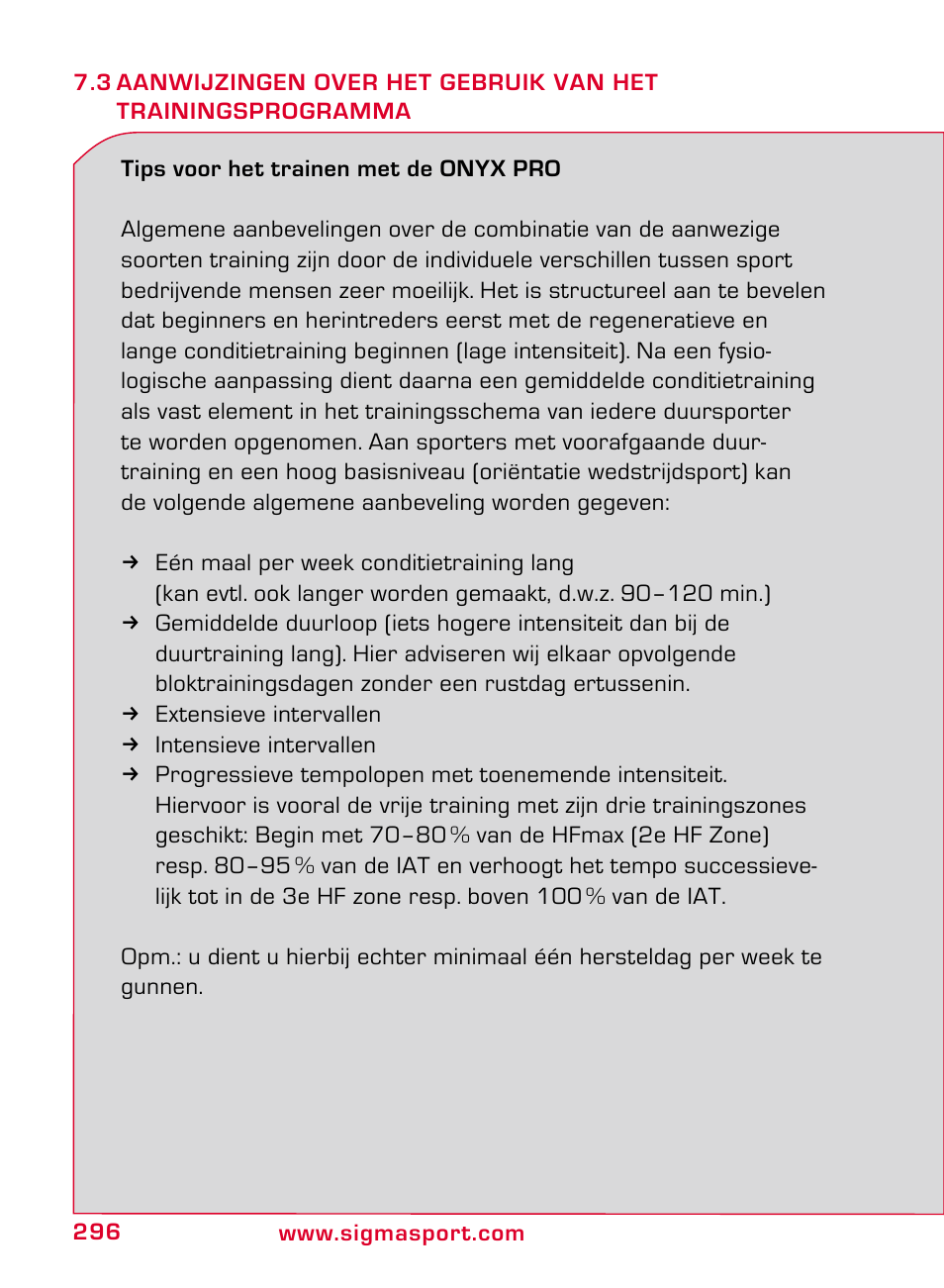 SIGMA ONYX PRO User Manual | Page 296 / 304