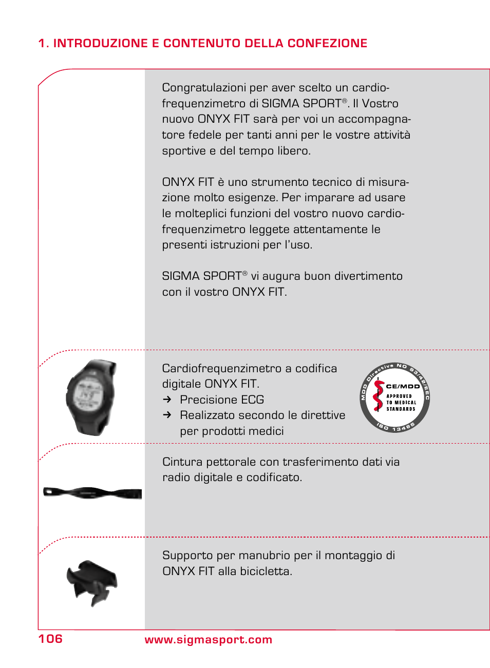 SIGMA ONYX FIT User Manual | Page 106 / 208