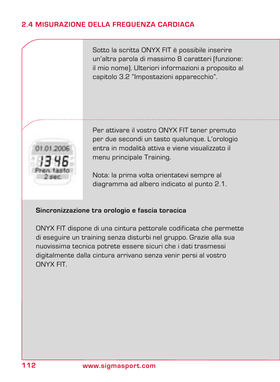 SIGMA ONYX FIT User Manual | Page 112 / 208
