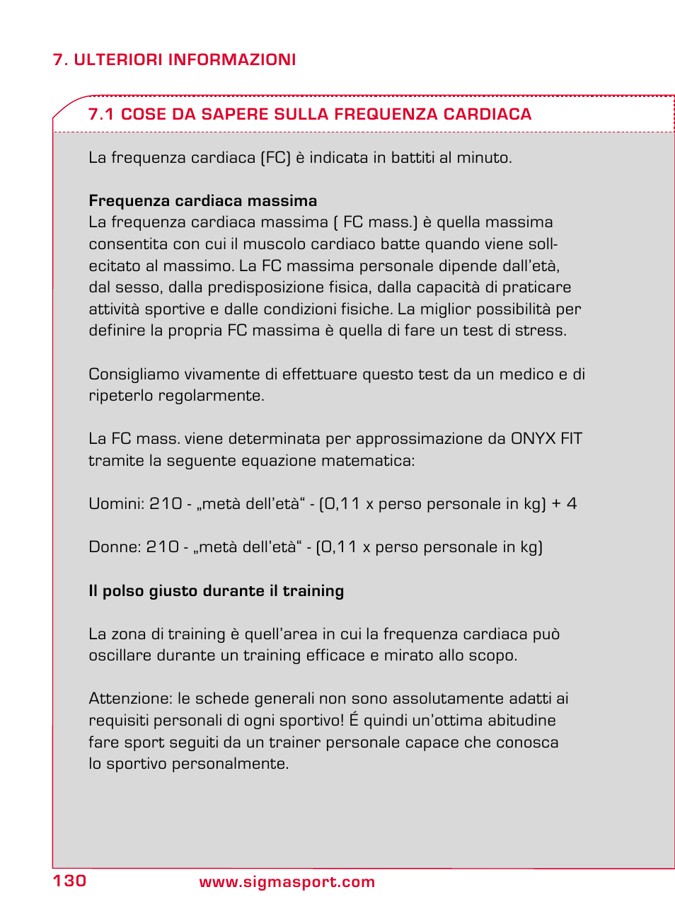 SIGMA ONYX FIT User Manual | Page 130 / 208