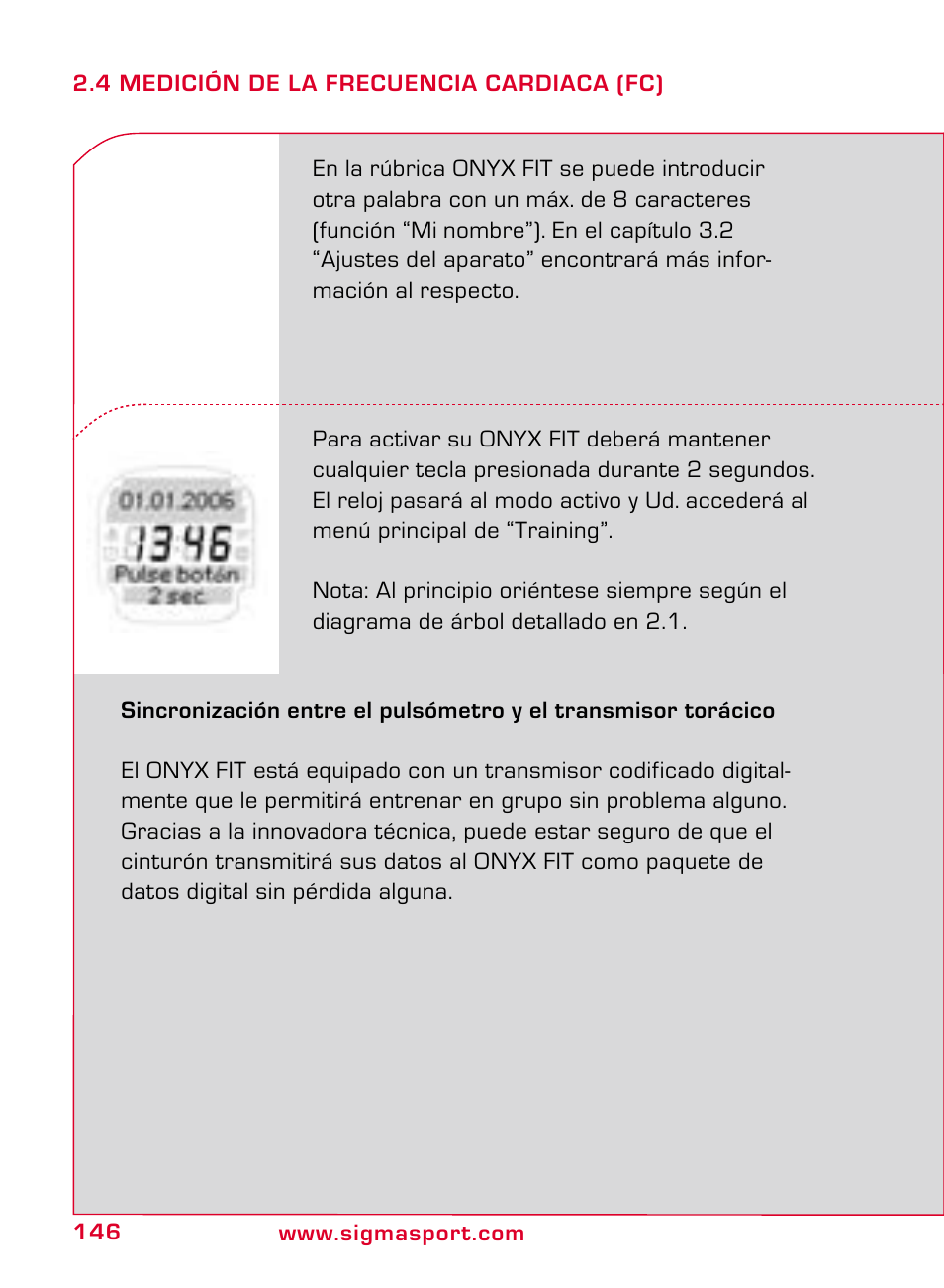 SIGMA ONYX FIT User Manual | Page 146 / 208
