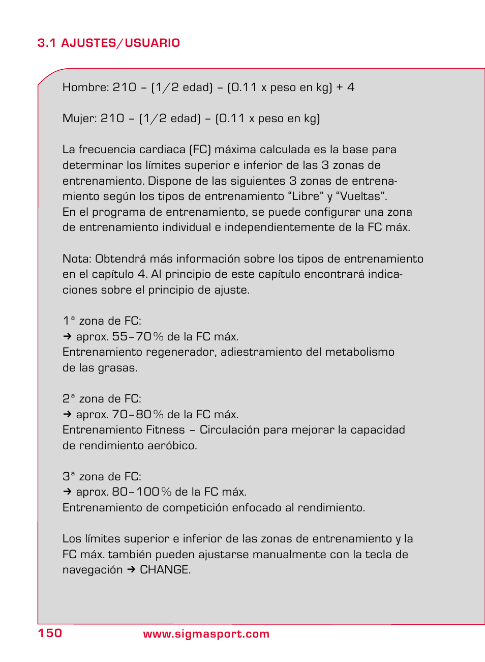 SIGMA ONYX FIT User Manual | Page 150 / 208