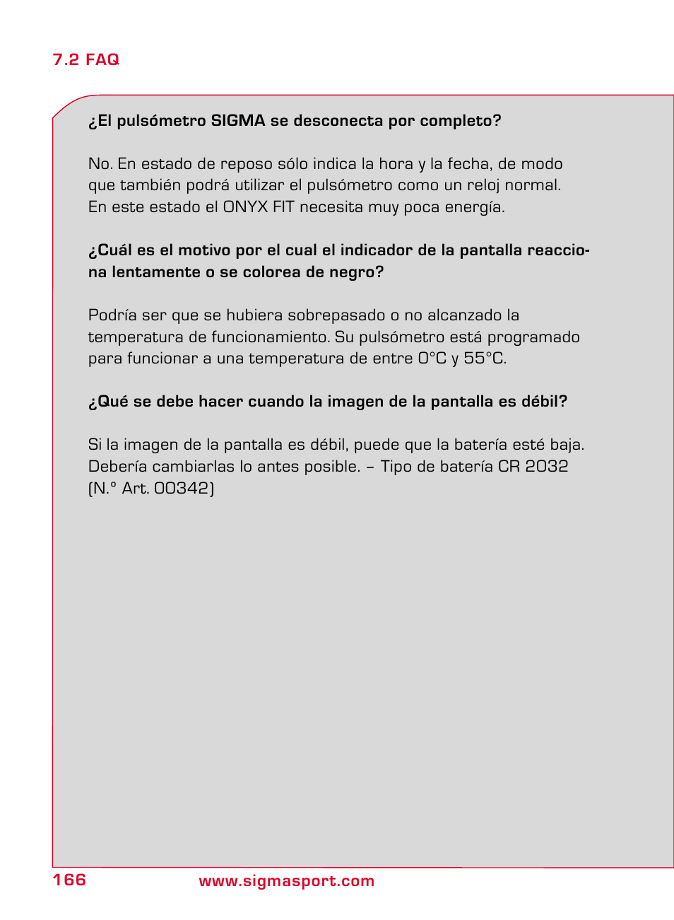 SIGMA ONYX FIT User Manual | Page 166 / 208