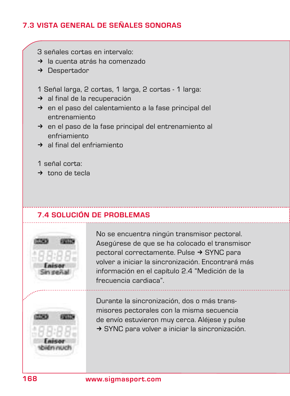 SIGMA ONYX FIT User Manual | Page 168 / 208