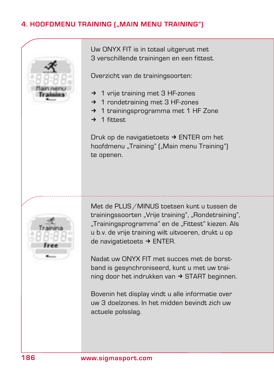 SIGMA ONYX FIT User Manual | Page 186 / 208