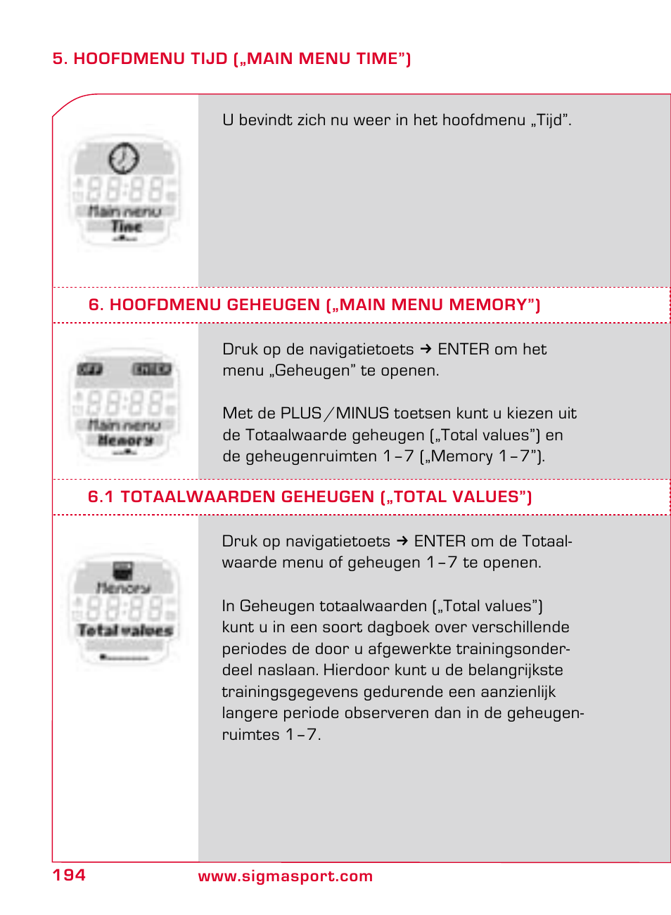 SIGMA ONYX FIT User Manual | Page 194 / 208