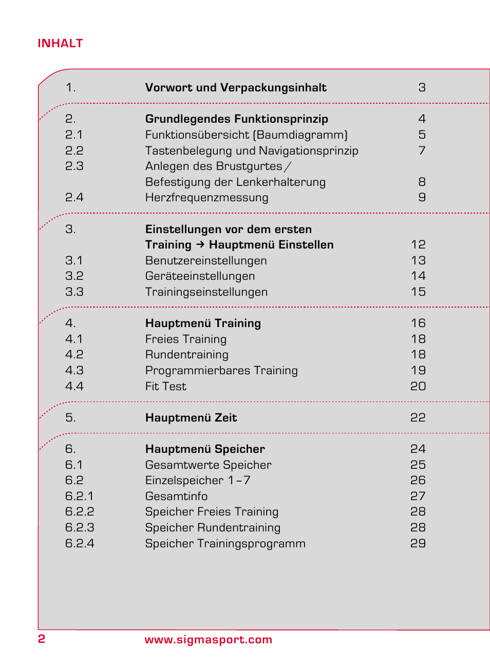 SIGMA ONYX FIT User Manual | Page 2 / 208