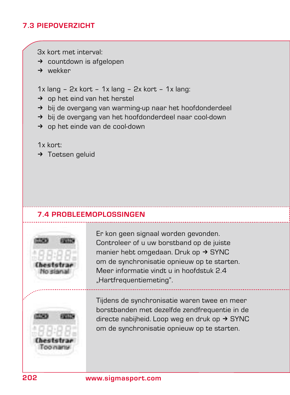 SIGMA ONYX FIT User Manual | Page 202 / 208
