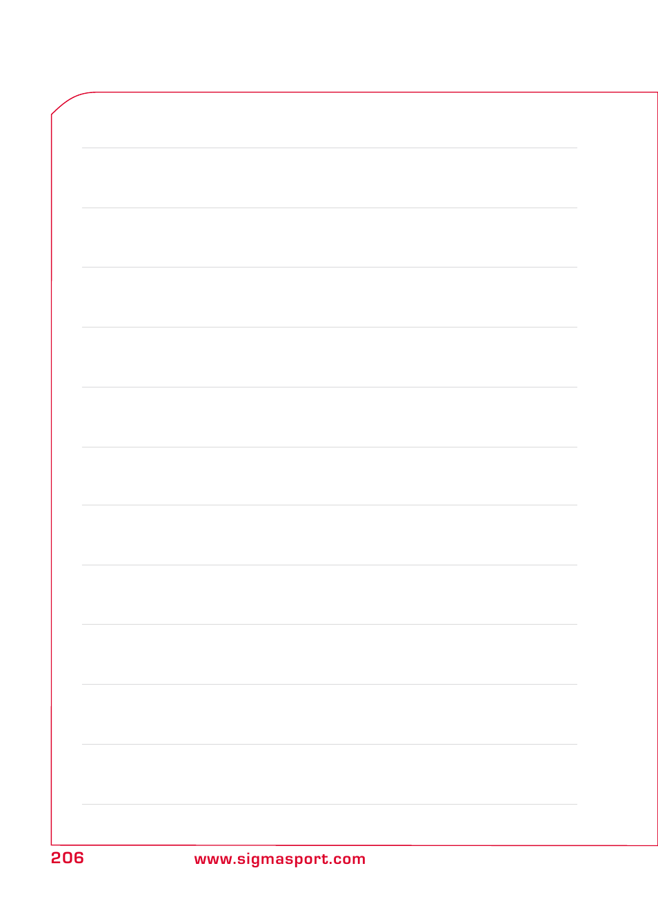 SIGMA ONYX FIT User Manual | Page 206 / 208