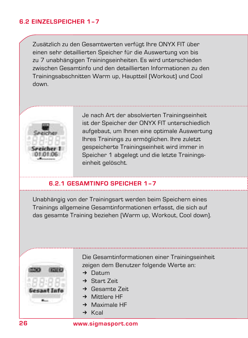 SIGMA ONYX FIT User Manual | Page 26 / 208