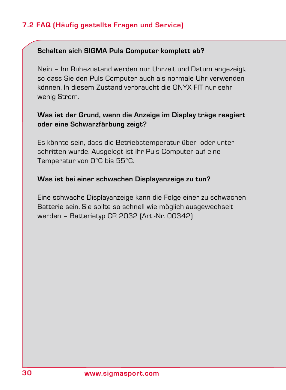 SIGMA ONYX FIT User Manual | Page 30 / 208