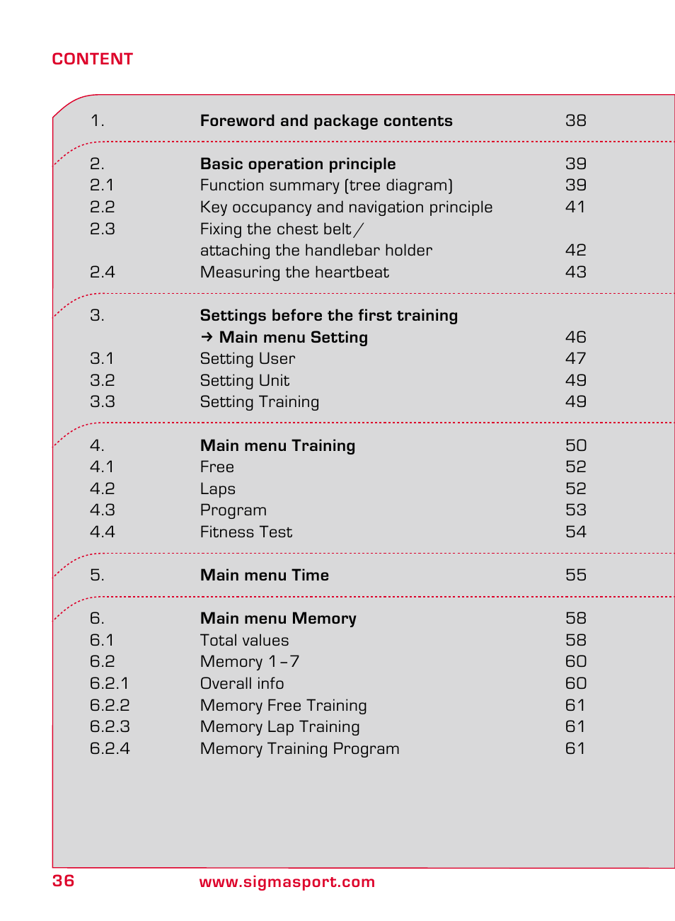 SIGMA ONYX FIT User Manual | Page 36 / 208