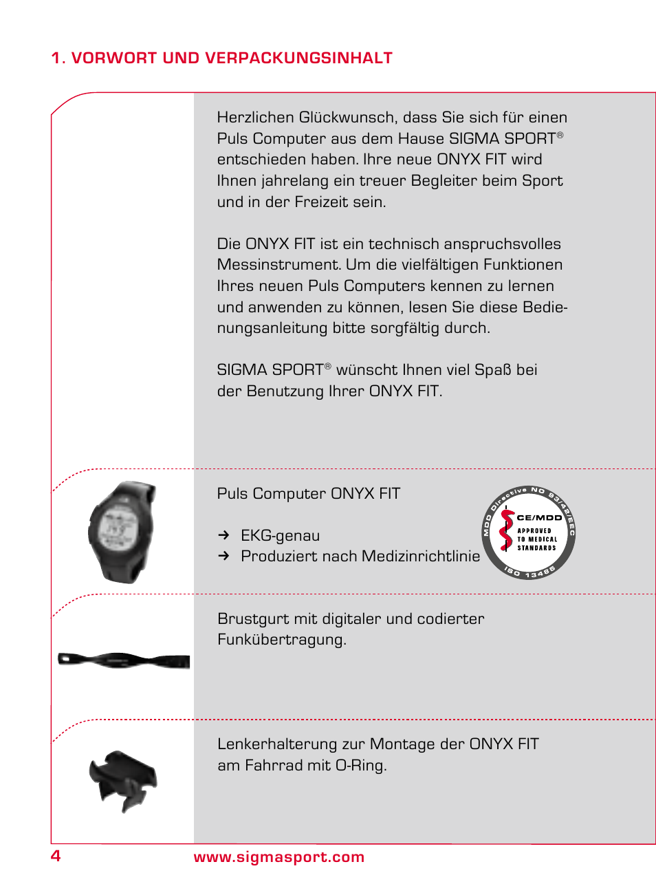 SIGMA ONYX FIT User Manual | Page 4 / 208