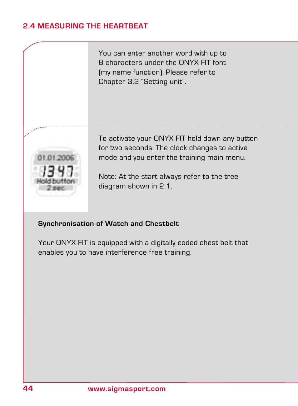 SIGMA ONYX FIT User Manual | Page 44 / 208
