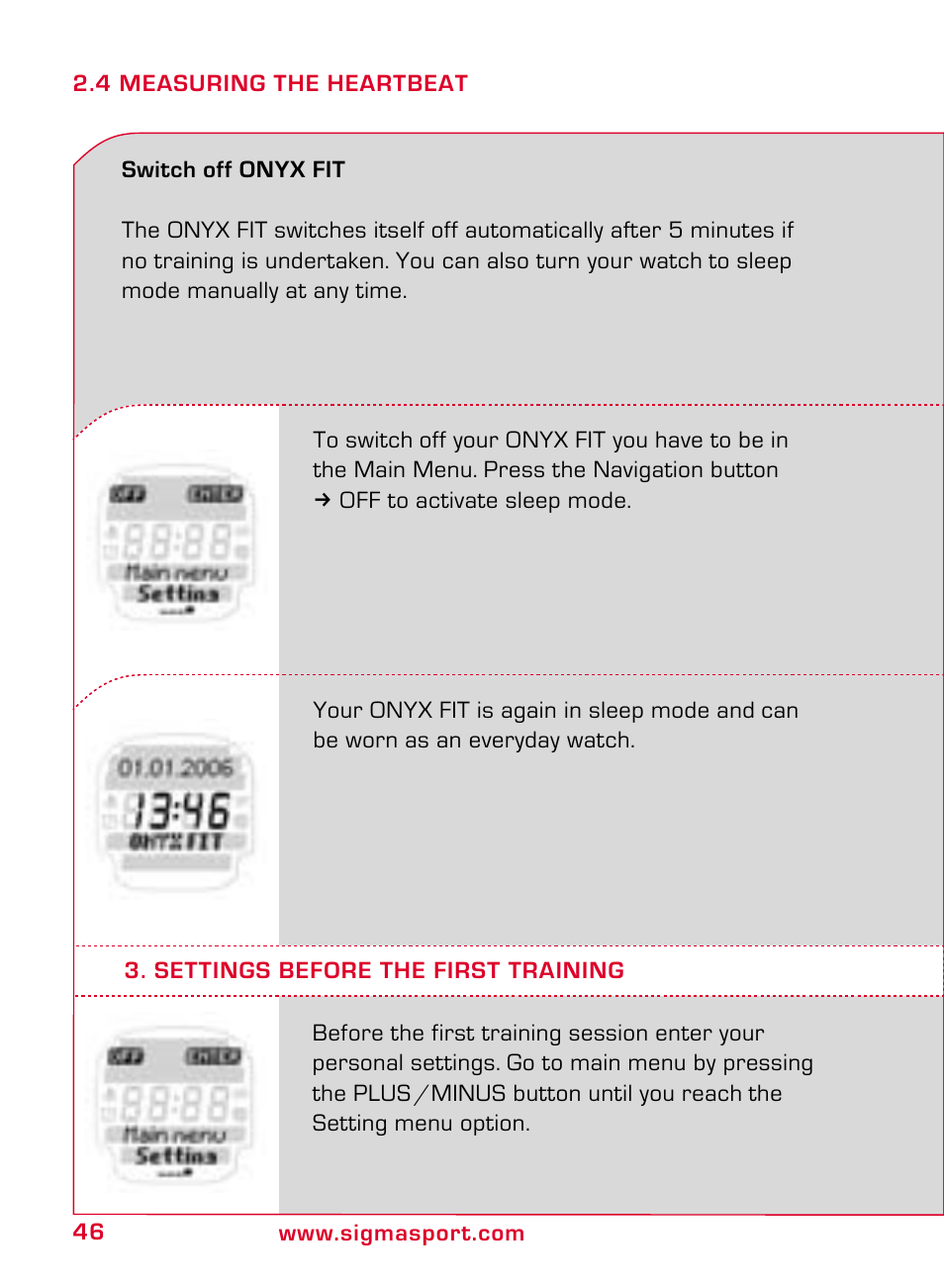 SIGMA ONYX FIT User Manual | Page 46 / 208