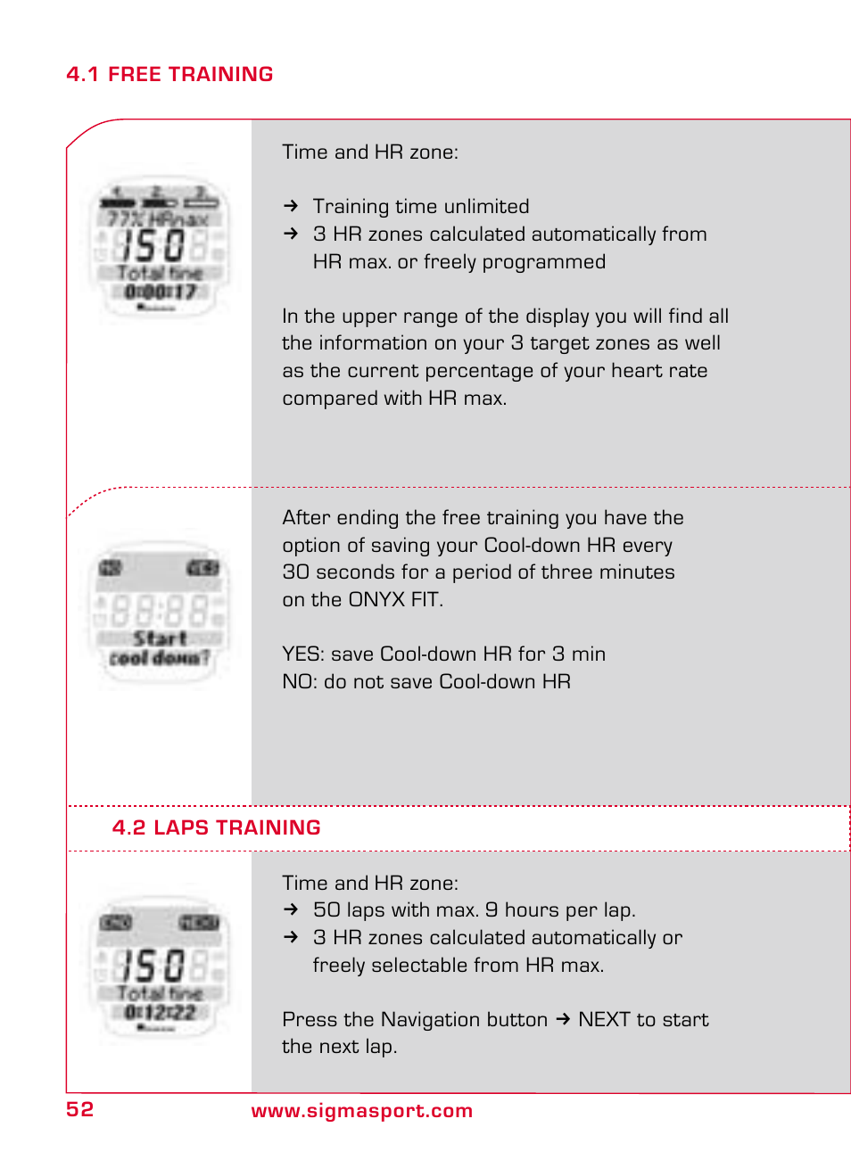 SIGMA ONYX FIT User Manual | Page 52 / 208