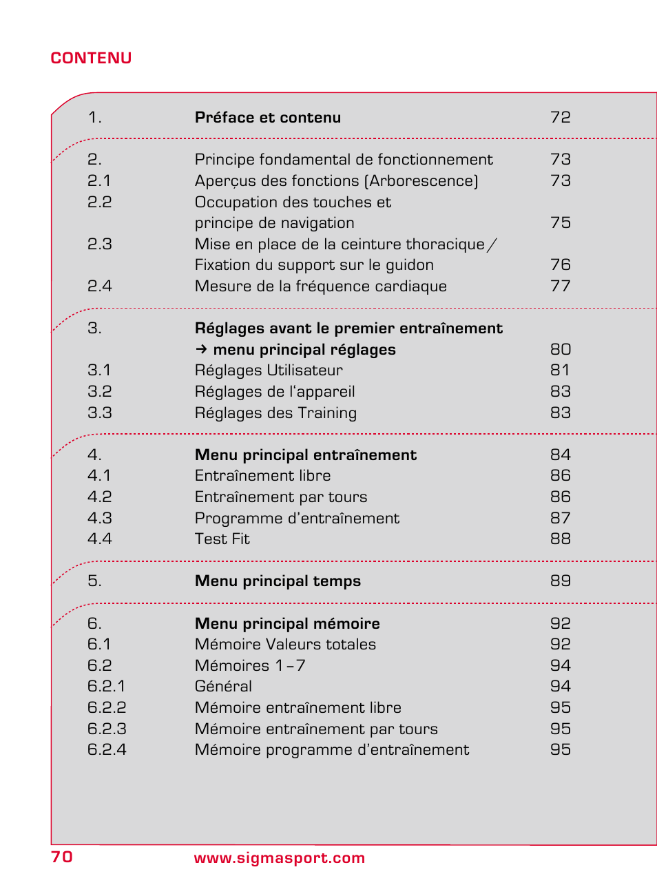 SIGMA ONYX FIT User Manual | Page 70 / 208