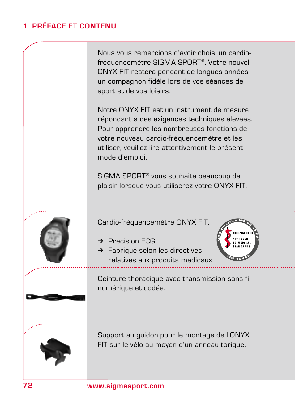 SIGMA ONYX FIT User Manual | Page 72 / 208