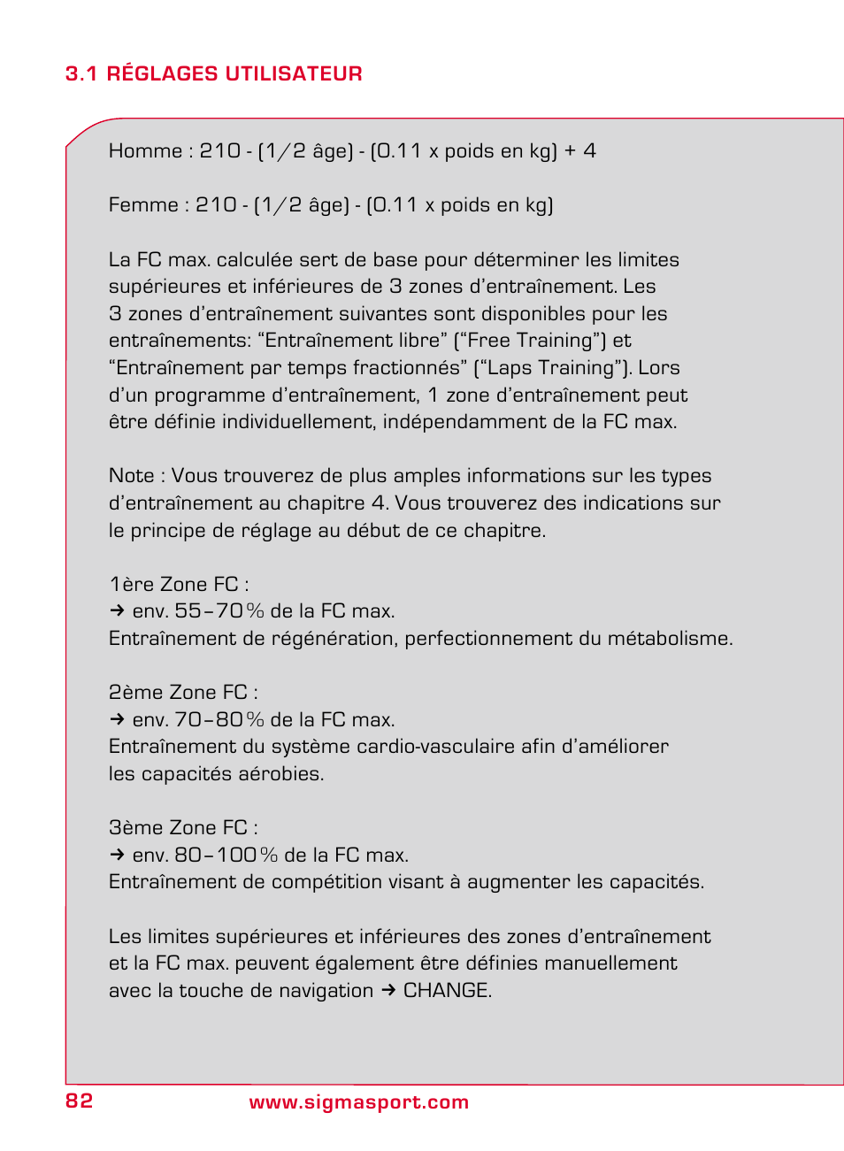 SIGMA ONYX FIT User Manual | Page 82 / 208