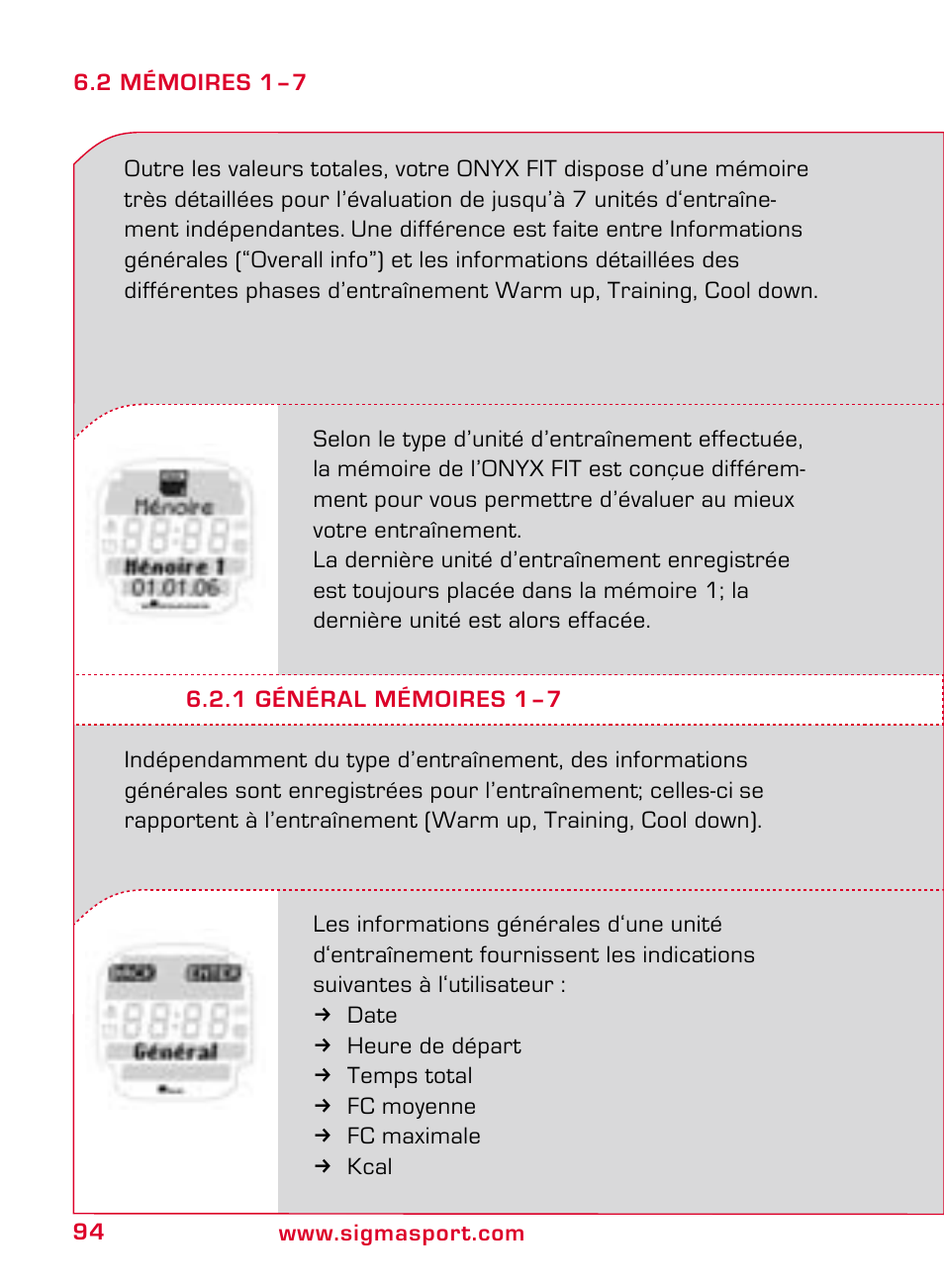 SIGMA ONYX FIT User Manual | Page 94 / 208