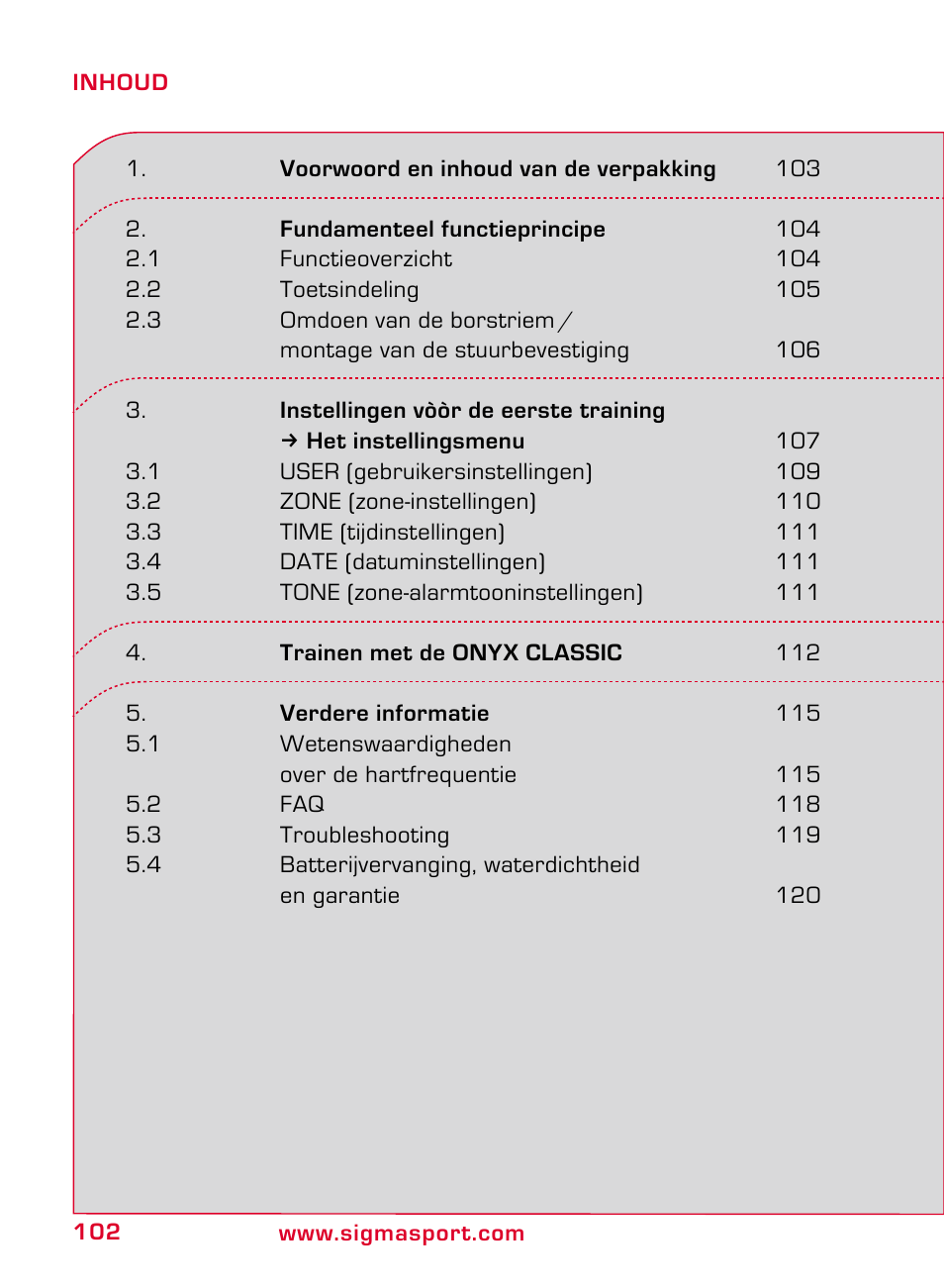 SIGMA ONYX CLASSIC User Manual | Page 102 / 124