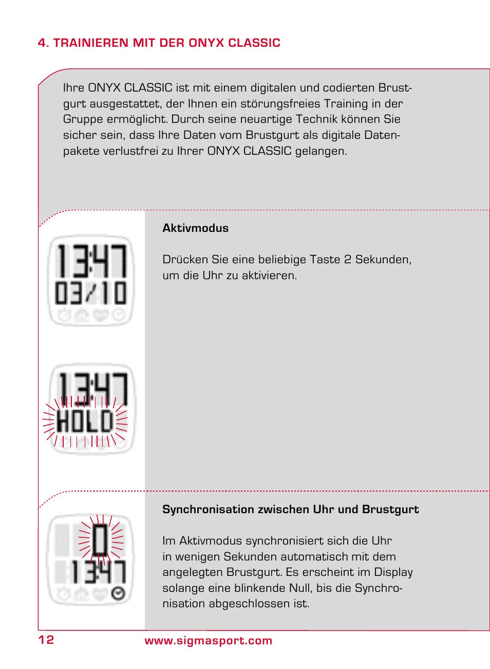 SIGMA ONYX CLASSIC User Manual | Page 12 / 124