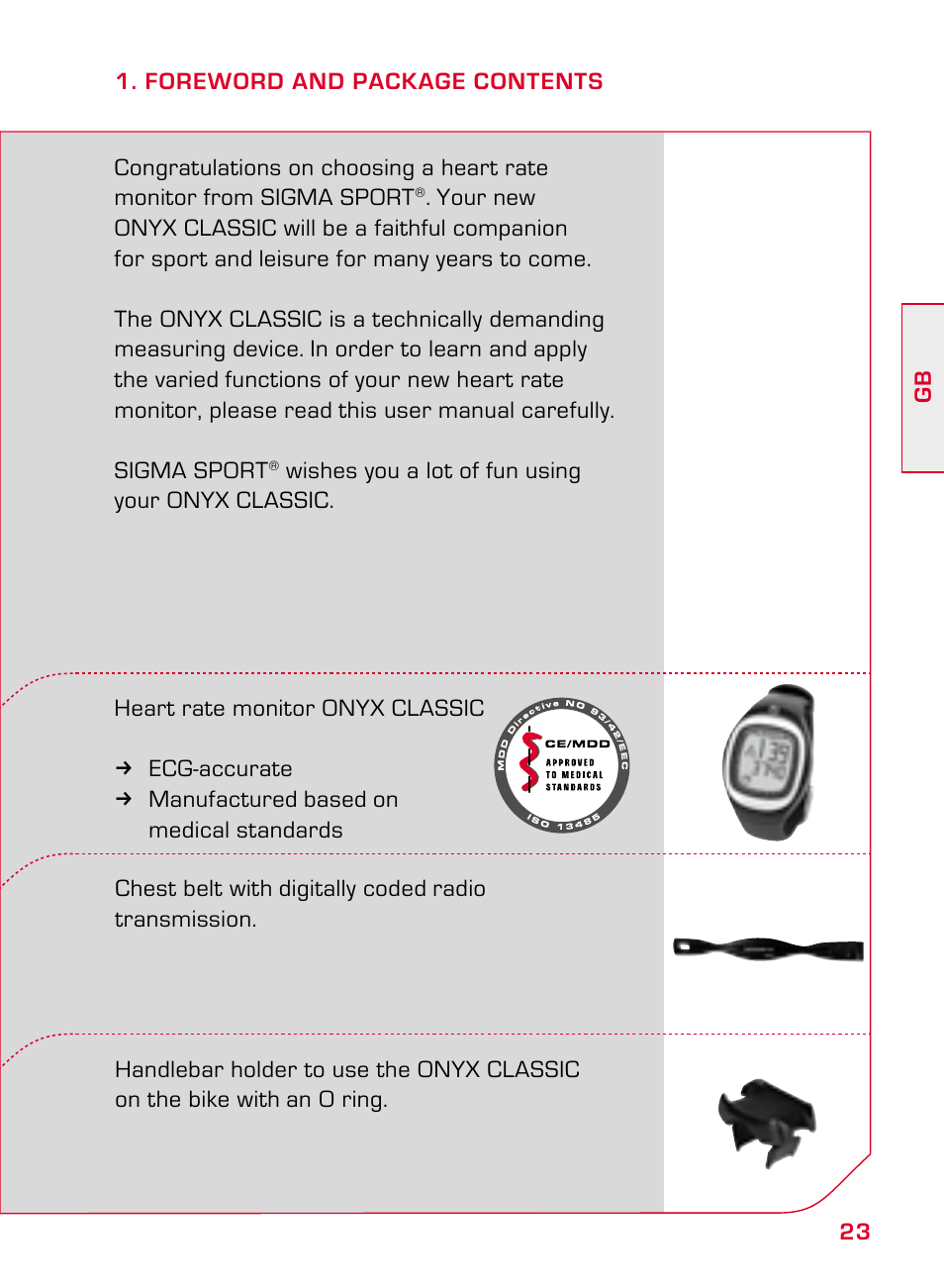 SIGMA ONYX CLASSIC User Manual | Page 23 / 124