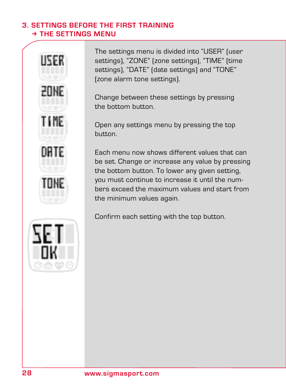 SIGMA ONYX CLASSIC User Manual | Page 28 / 124