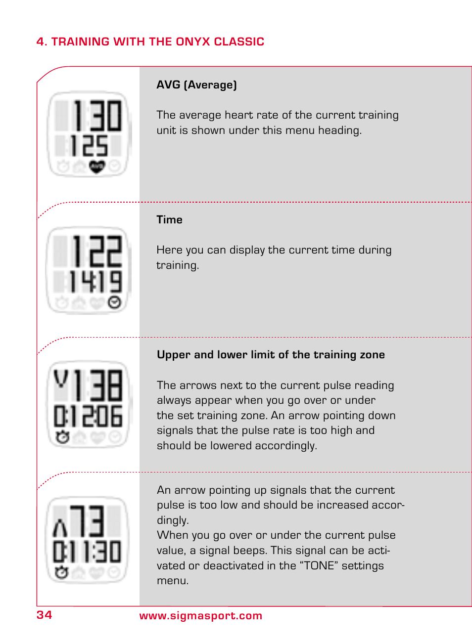 SIGMA ONYX CLASSIC User Manual | Page 34 / 124