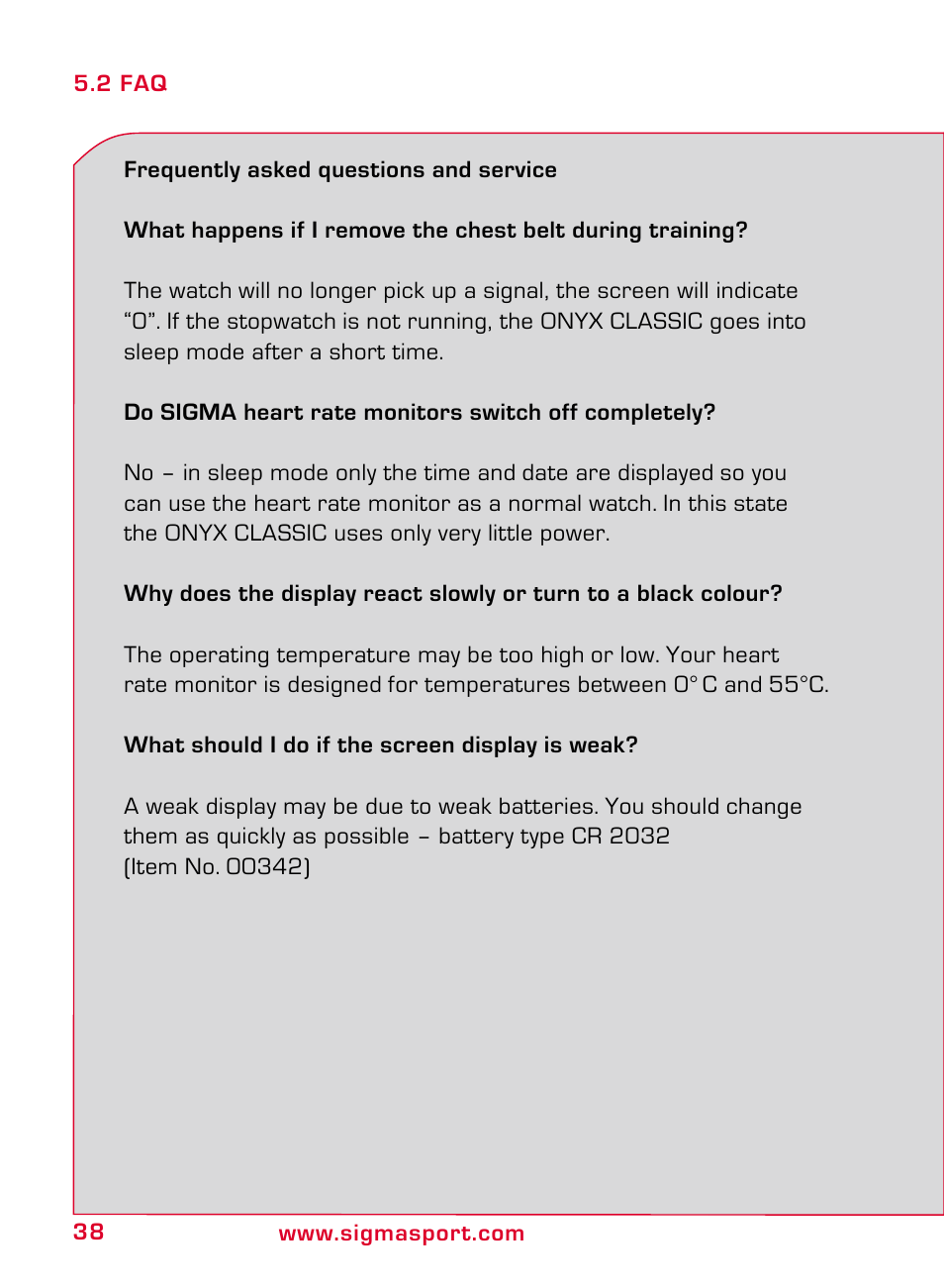 SIGMA ONYX CLASSIC User Manual | Page 38 / 124