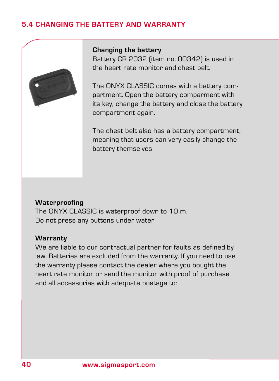 SIGMA ONYX CLASSIC User Manual | Page 40 / 124